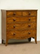 19th century mahogany chest fitted with two short and there long oak lined drawers,