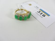 Five stone jade and diamond set ring stamped 925