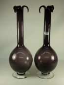 Pair large Spanish 'El Cristal De Guadarte' glass vases H55cm