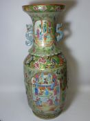 19th century Cantonese famille bleu vase H61cm Condition Report In restored condition - riveted.