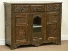 19th/20th century continental heavily carved oak dresser fitted with three drawers and three