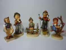 Five Hummel figures - 'Skier',