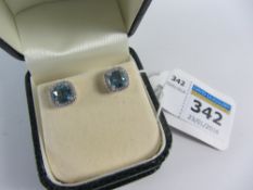 Pair of aqua coloured stone set dress ear-rings stamped 925