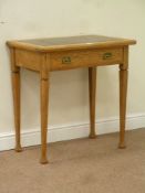 Early 20th century oak Arts and Crafts swivel foldover top card table fitted with single drawer,