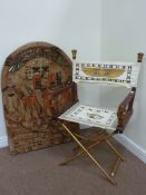 Composite Egyptian design relief carving H120cm and a directors chair decorated with Eyptian motifs