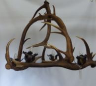 Red stag antler chandelier H70cm