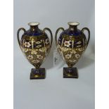 Pair Royal Crown Derby vases, date code for 1906 H23cm  Condition Report One vase restored