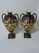 Pair Royal Crown Derby vases, date code for 1906 H23cm  Condition Report One vase restored