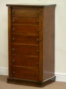 Victorian mahogany Wellington chest fitted with seven graduating oak lined drawers, W60cm, H113cm,