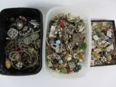 Quantity of costume jewellery in three boxes