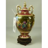 Vienna porcelain vase with printed and painted decoration 'Garrick between Comedy and Tragedy'