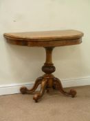 Victorian walnut and burr walnut card table,