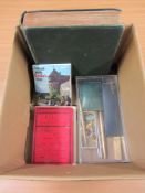 Album of world stamps, Filey guide books, Masonic medal, pens, cuff links etc