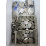 Collection of English and foreign silver and other coins in one box