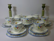 Pair Carltonware candlesticks H22cm and a Sutherland tea set