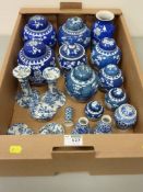 Collection of Chinese blue and white covered ginger jars,