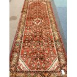 Persian Hamadan red and beige ground runner rug,