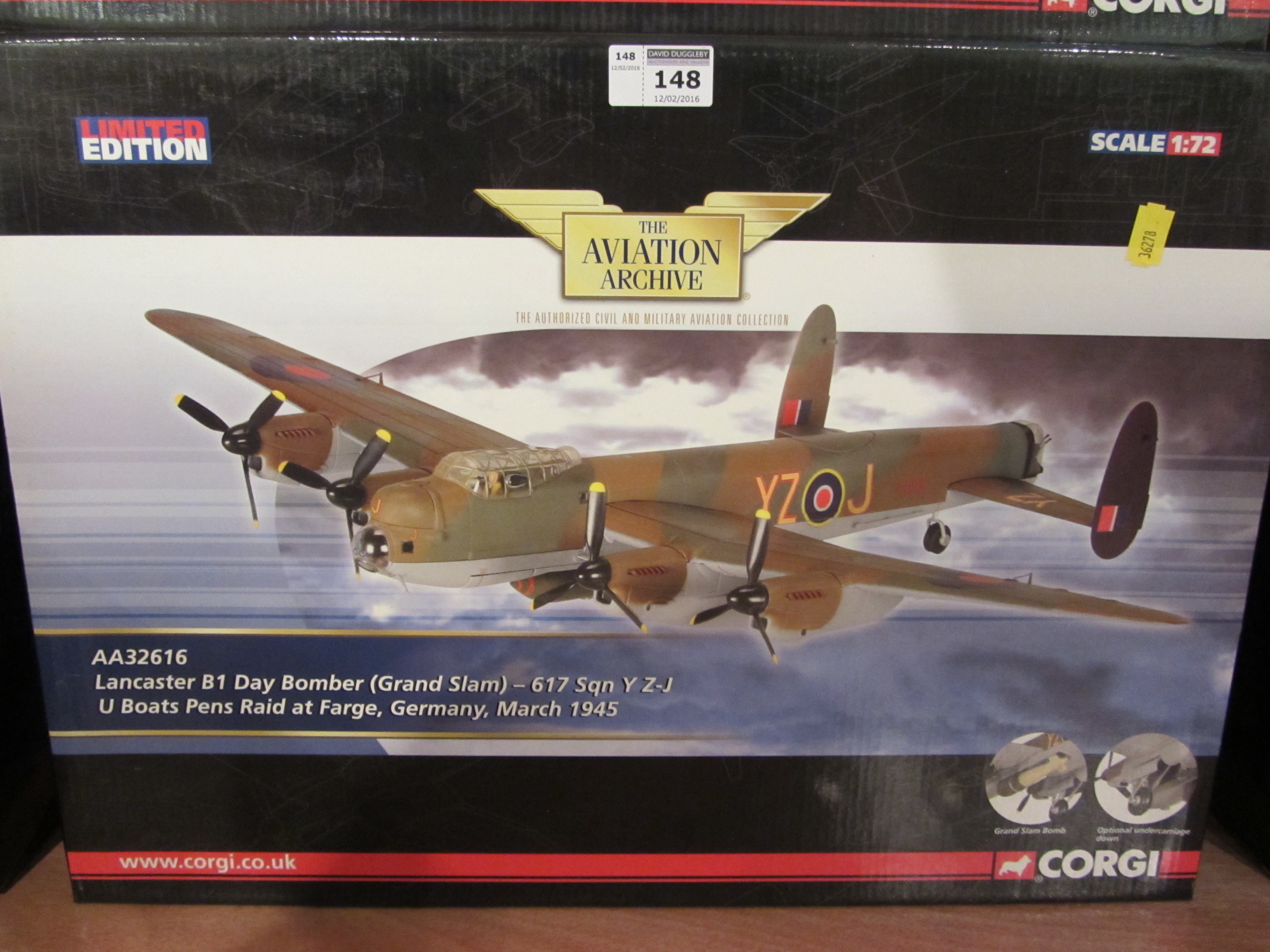 Corgi Aviation Archive limited edition die-cast model scale 1:72 AA32616 Lancaster B1 Day Bomber