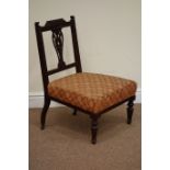 Edwardian mahogany bedroom chair, carved detail, fretwork back splat,