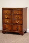 Reproduction banded mahogany cabinet enclosed by two doors and drawer with fall front, W78cm, H93cm,