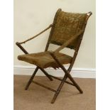 19th century beech simulated bamboo framed folding campaign chair,