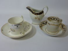 18th/early 19th century Derby coffee can and saucer, similar tea bowl and saucer,