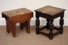 19th century oak joint stool (35cm x 35cm, H40cm),