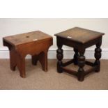19th century oak joint stool (35cm x 35cm, H40cm),