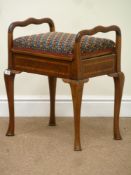 Edwardian mahogany with satinwood banding piano stool,