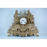 Gilt spelter ornate figural mantel clock, movement signed 'Brevete S.G.D.