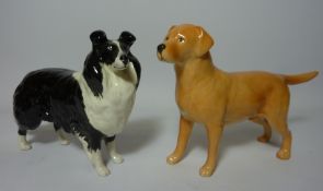 Beswick golden labrador and a Beswick collie (2)