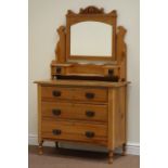 Edwardian satin walnut dressing chest fitted with three drawers,