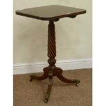 Regency and later mahogany tripod wine table, rope twist column, rectangular tilt top, 56cm x 47cm,