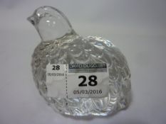 Val Saint Lambert crystal quail paperweight H7cm