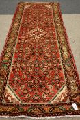 Persian Hamadan red and beige ground runner rug,