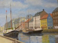 'The Nyhaven Copenhagen', oil on canvas signed and dated by Jack Burton 1993,