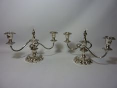 Pair silver-plated candelabra with integral snuffers H19cm