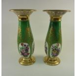 Pair of continental vases with floral decoration H21cm  Condition Report