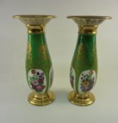 Pair of continental vases with floral decoration H21cm  Condition Report