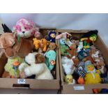 Beanie Baby and other soft toys in two boxes
