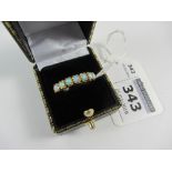 Gold-plated seven stone opal ring stamped 925