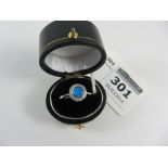 Blue opal dress ring stamped 925