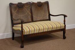 Edwardian carved oak begeré suite comprising of - two seat sofa (W116cm),