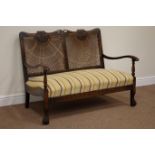 Edwardian carved oak begeré suite comprising of - two seat sofa (W116cm),