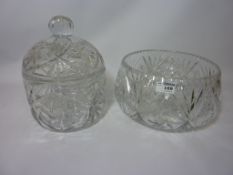 Large cut crystal bowl and a large cut crystal storage jar (2)