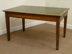 Early 20th century oak writing table on square tapering legs, 92cm x 137cm,