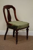 Late Victorian mahogany serpentine seat chair, carved detail on vase splat back,