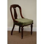 Late Victorian mahogany serpentine seat chair, carved detail on vase splat back,