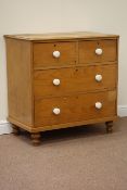 19th century pine chest fitted with two short and two long drawers, W89cm, H90cm,