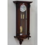 19th century mahogany cased Vienna wall clock, glazed side panels and door,